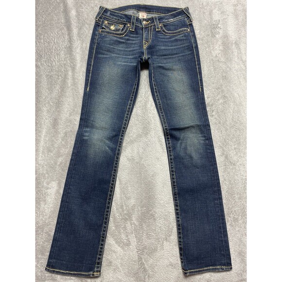 True Religion Disco Becky Big T Women's Sz 28 Yellow Rhinestone Bootcut Jeans - Picture 4 of 15